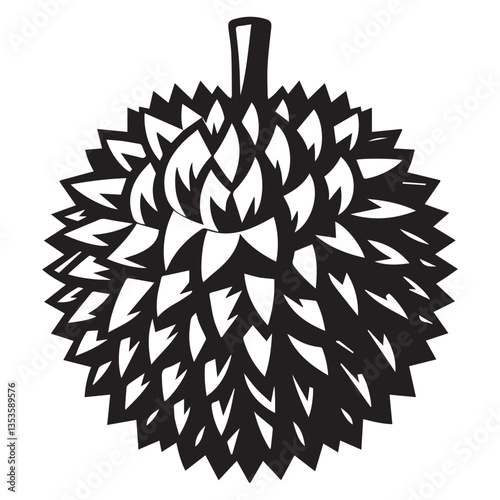 Durian fruit silhouette black and white vector icon