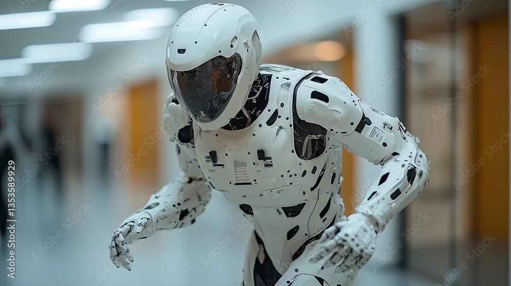 Fototapeta premium Medical robot assisting with sports injury rehabilitation exercises