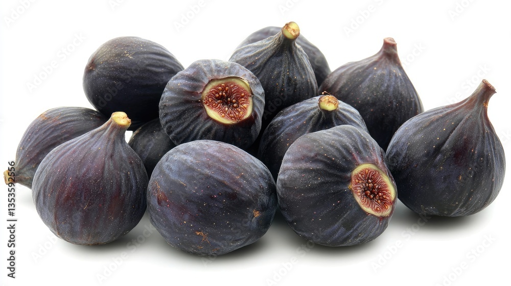 Fototapeta premium Fresh Figs Piled Together Showcasing Their Unique Purple Color