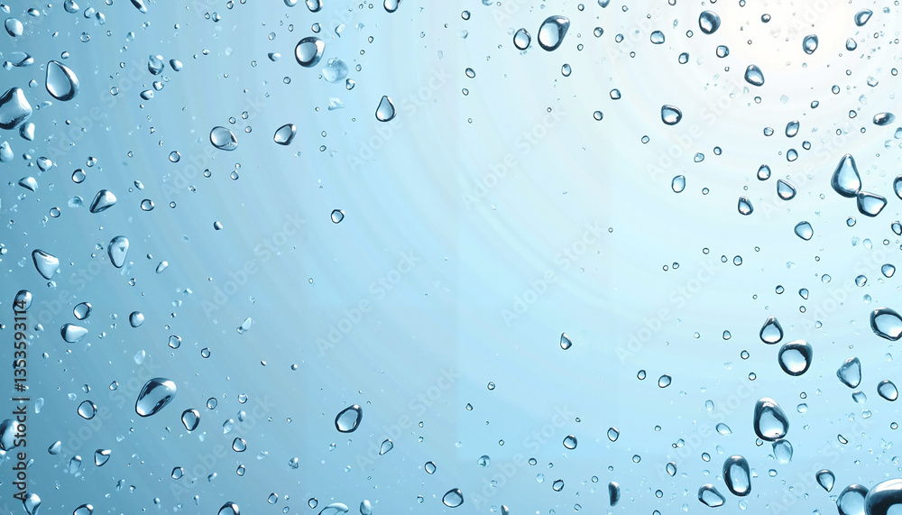 Drops of water on blue background with soft light texture Drops of water on blue background with soft light texture