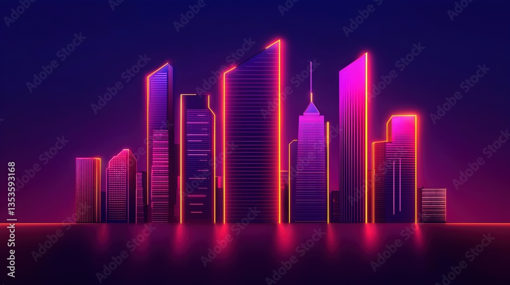 Futuristic City Skyline with Neon Lights and Vibrant Colors Futuristic City Skyline with Neon Lights and Vibrant Colors