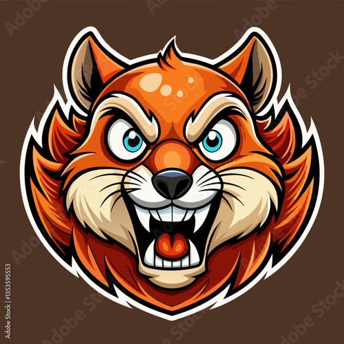 tiger, This wild animal head vector illustration shows a powerful tiger mascot with angry face and sharp teeth, a symbol of nature, animal, vector, illustration, head, mascot, angry, face, sharp,