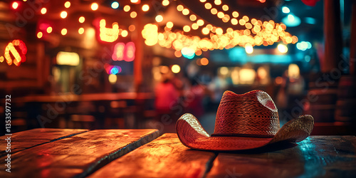 Wild West Saloon Party Wallpaper Background with Cowboy Hats and Swinging Doors