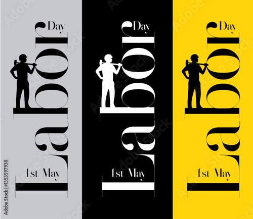 Labor Day logo Poster, banner, brochure or flyer design with stylish text 1st May Happy Labor Day on white background with attractive typography creative artwork 8