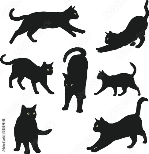 cat silhouette created in vector style, separated