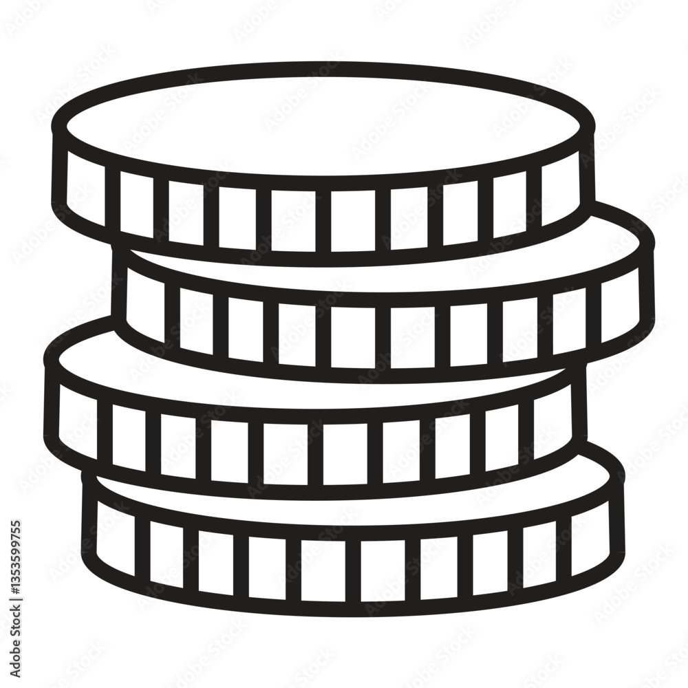 Coins outline icon illustration- Vector Coins outline icon illustration- Vector