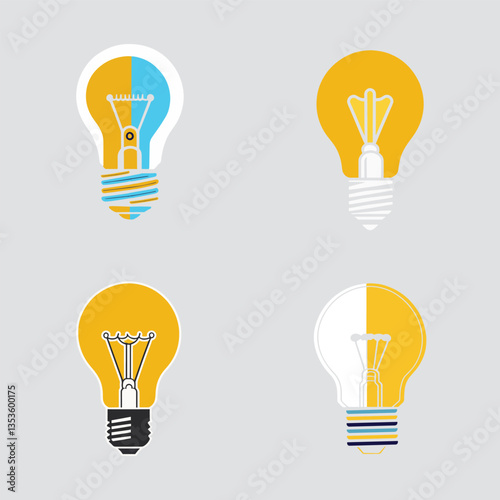 A bright electric lightbulb vector icon symbolizes innovative energy and ideas