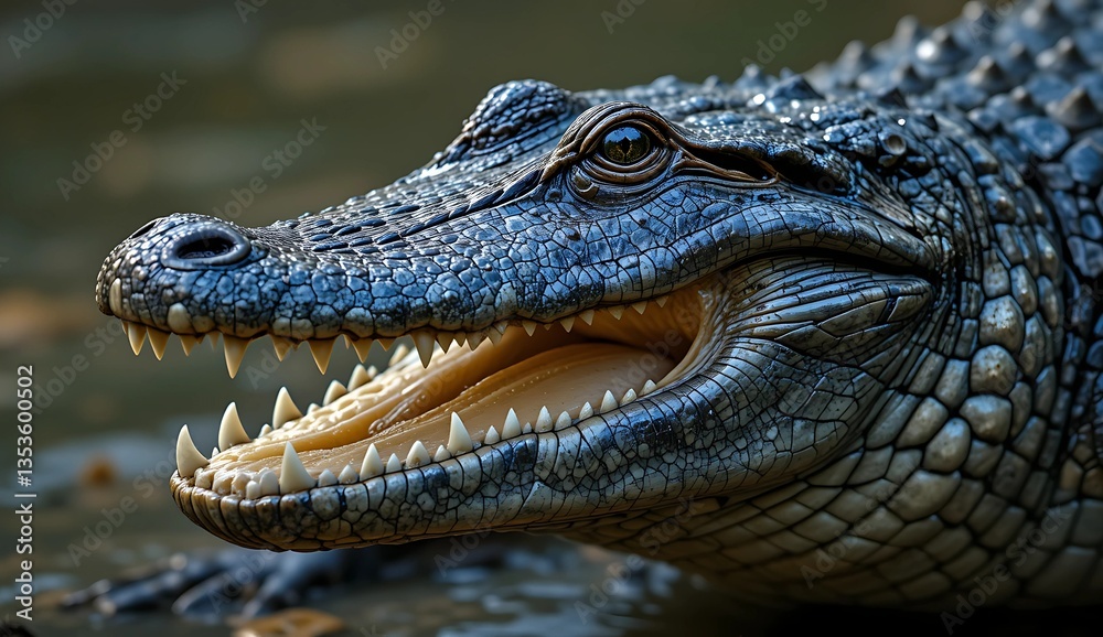 Obraz premium Close up of an alligator with its mouth open showing its teeth