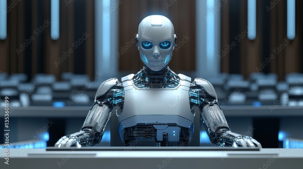 Humanoid Robot in a futuristic setting Humanoid Robot in a futuristic setting