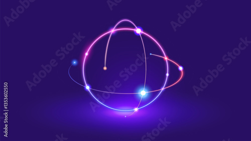Global tech connection science circular light effect background