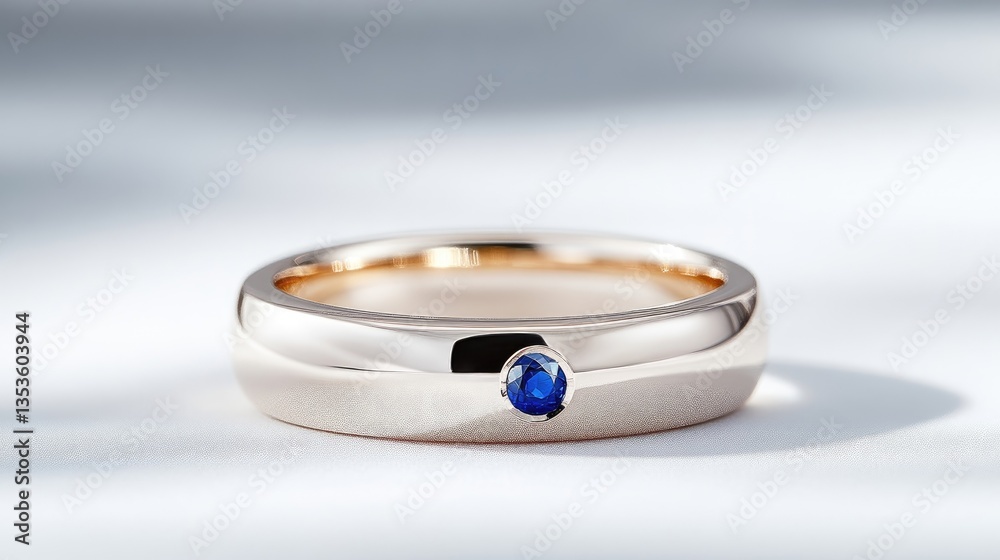 Naklejka premium Elegant solitaire ring with a sapphire