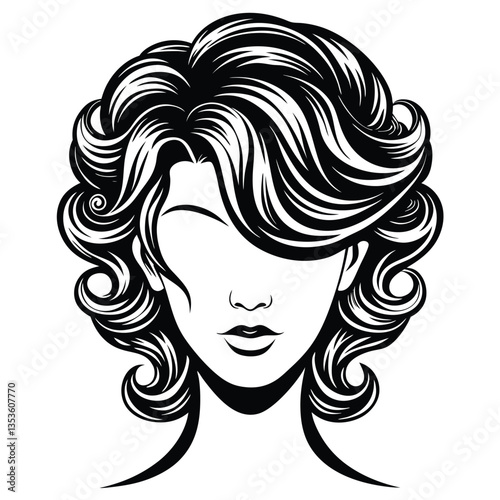 Woman heads in profile. Beautiful female faces profiles, black silhouette outline avatars, anonymous portraits with hairstyle vector