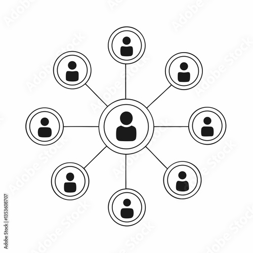 Customer Relationship Management (CRM)-Group of user icons connected to a central customer profile or database icon.