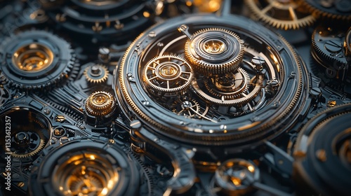 Wallpaper Mural Intricate clockwork mechanism, metallic gears. Torontodigital.ca