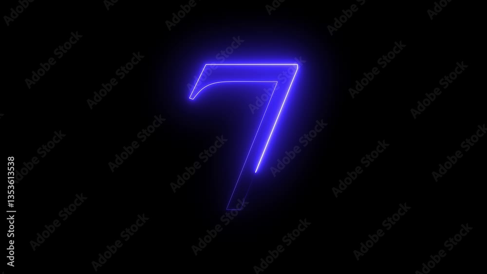 Abstract Neon text countdown 7 number illustration background. Abstract Neon text countdown 7 number illustration background.
