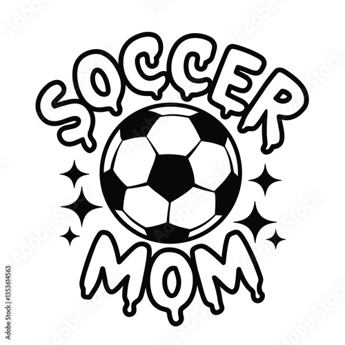 Soccer Mom with Ball and Stars Design