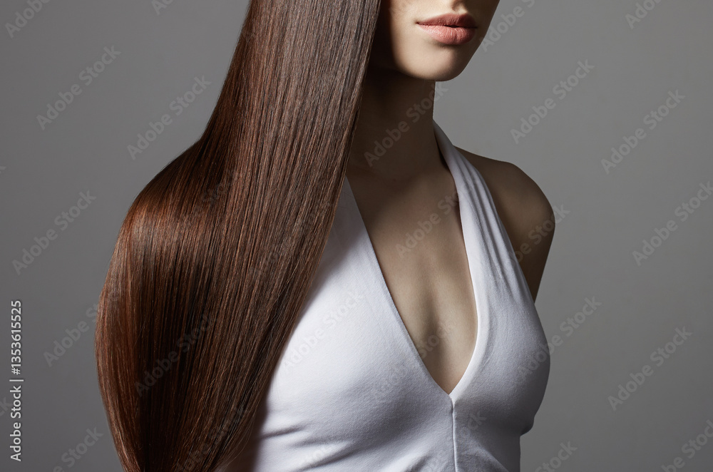 girl with long Healthy Hair. beautiful brunette hair