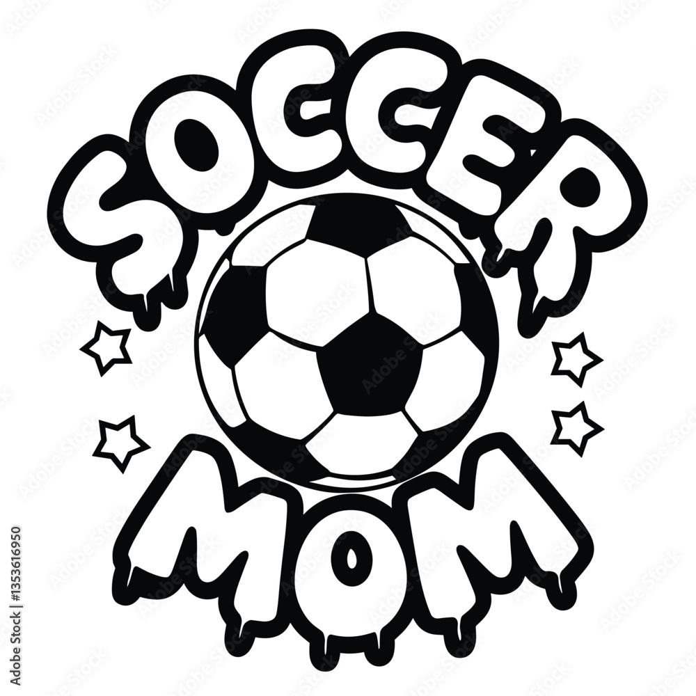 Obraz premium Soccer Mom with Ball and Stars Design