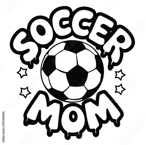 Soccer Mom with Ball and Stars Design
