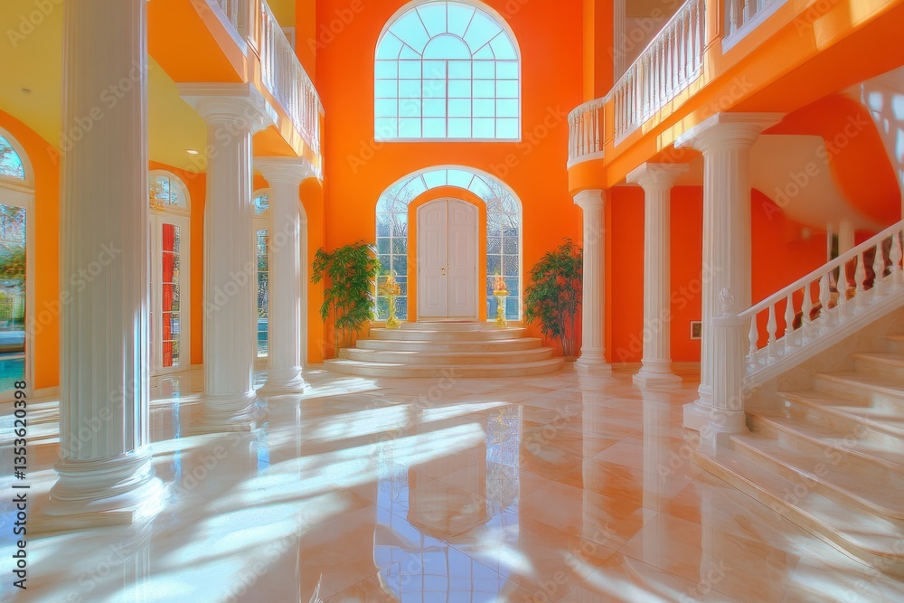 Obraz premium Interior of a luxury villa showcasing grand architecture and design