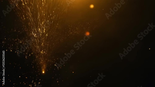 Glimmering Spark Background: Ethereal Dark Shimmering Fire Dust Lights with Fiery Ember Particles