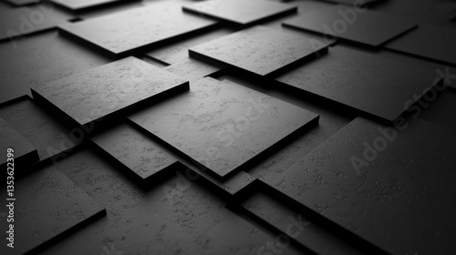 Abstract dark gray textured square blocks background