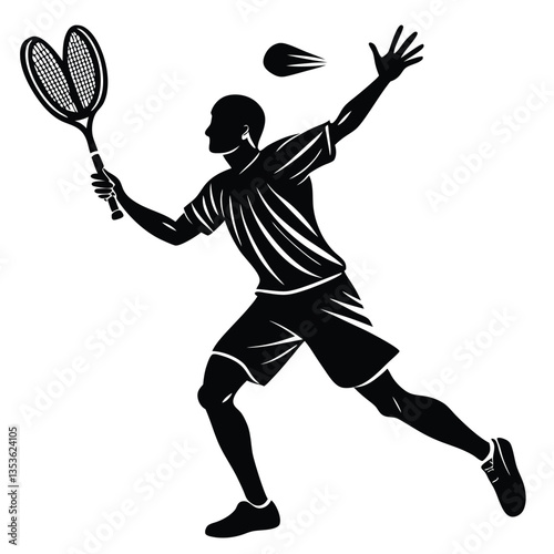 tennis player silhouette illustration isolated on white background