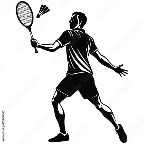 tennis player silhouette illustration isolated on white background