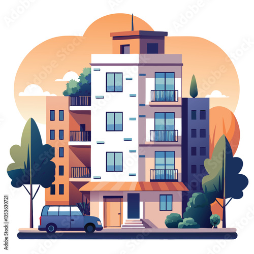 Apartment building vector illustration white background