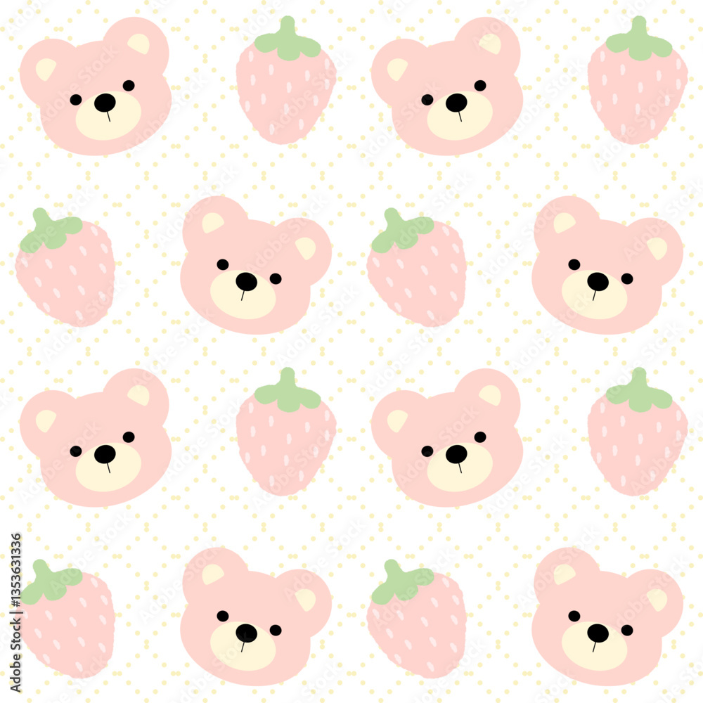 Fototapeta premium seamless pattern with bear and strawberry