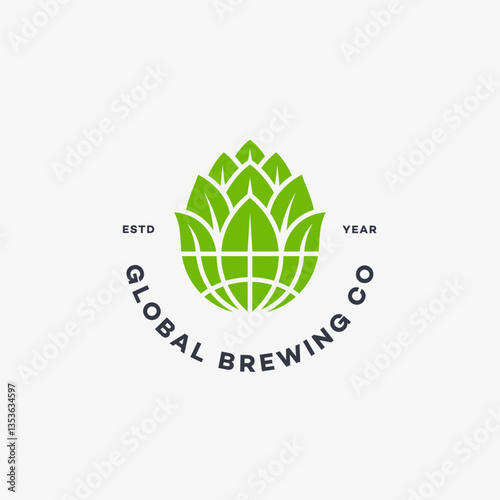 Globe hop brewery logo