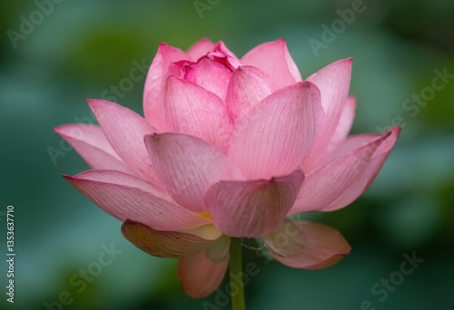 A Blooming Pink Lotus Flower in a Natural Outdoor Setting
