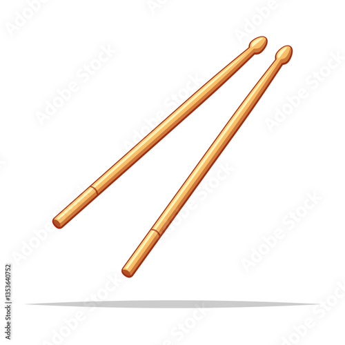 Wooden drum sticks vector isolated illustration