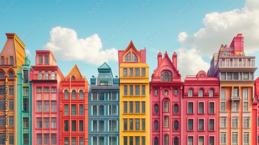 Fototapeta premium Colorful Buildings Facade Art