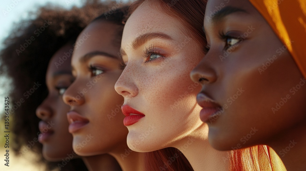 Obraz premium Diverse Women Showcasing Different Skin Types and Tones