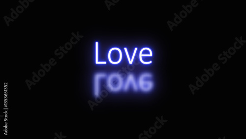 love neon glowing text video on black background