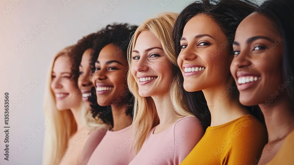 Fototapeta premium Beautiful Diverse Women Showcasing Glowing Skin and Smiles