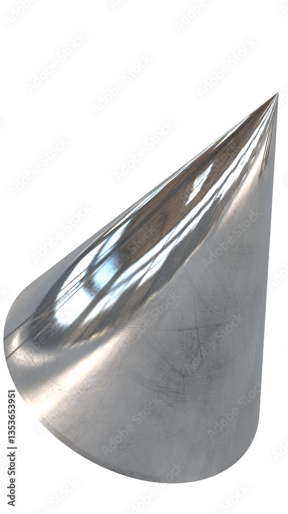 Fototapeta premium Glossy Metallic Chrome Shape 3D Illustration – High-Quality PNG