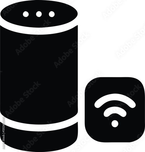 silhouette of smart speaker line icon with white background.