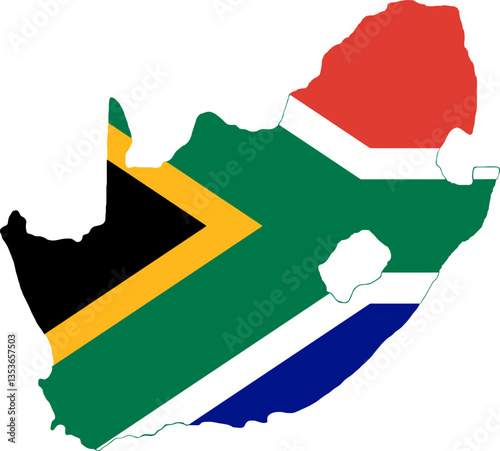 South Africa flag on the map illustration vector with transparent