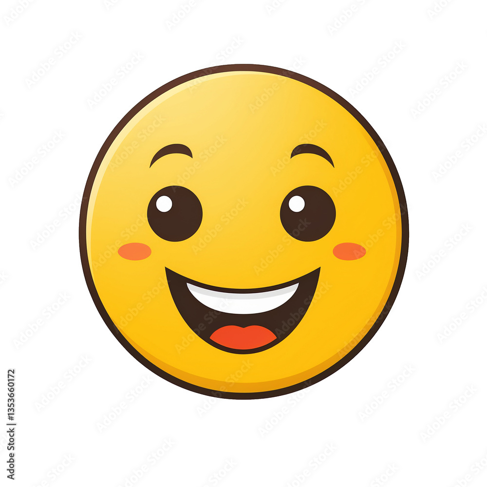 Fototapeta premium Happy yellow face emoji on transparent png background