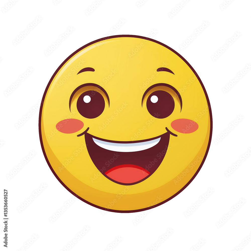 Fototapeta premium Happy yellow face emoji on transparent png background