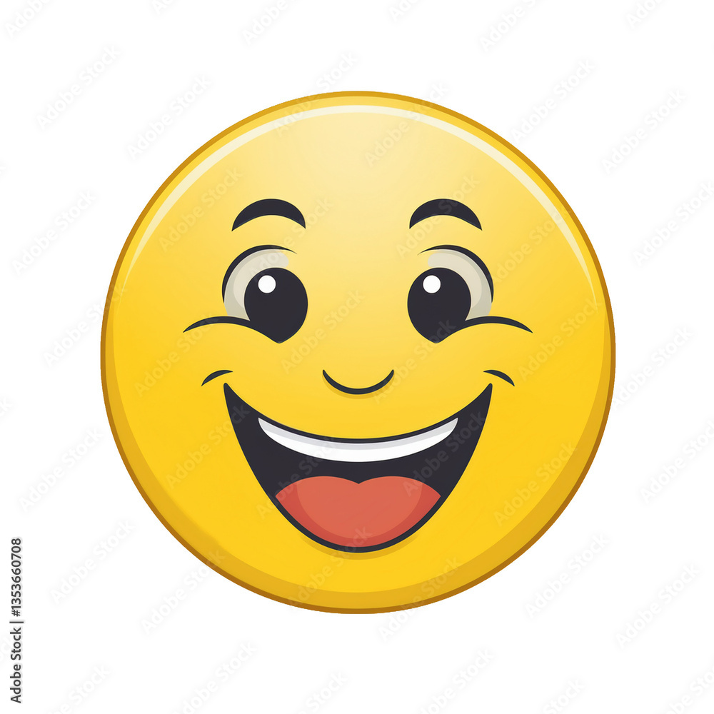 Fototapeta premium Happy yellow face emoji on transparent png background
