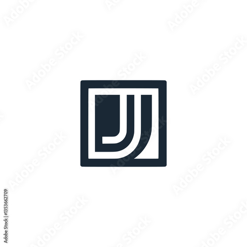 letter J with square rectangle business company logo vector illustration template design