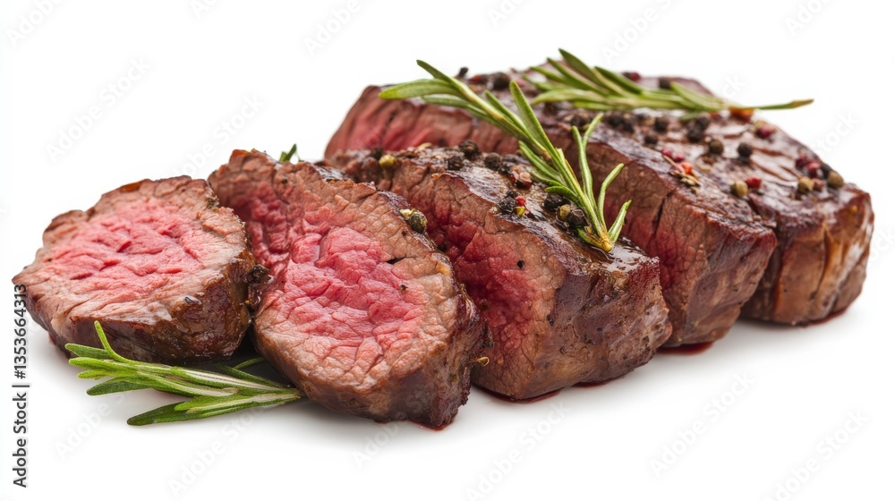 Fresh Meat with Herbs on White Background Fresh Meat with Herbs on White Background