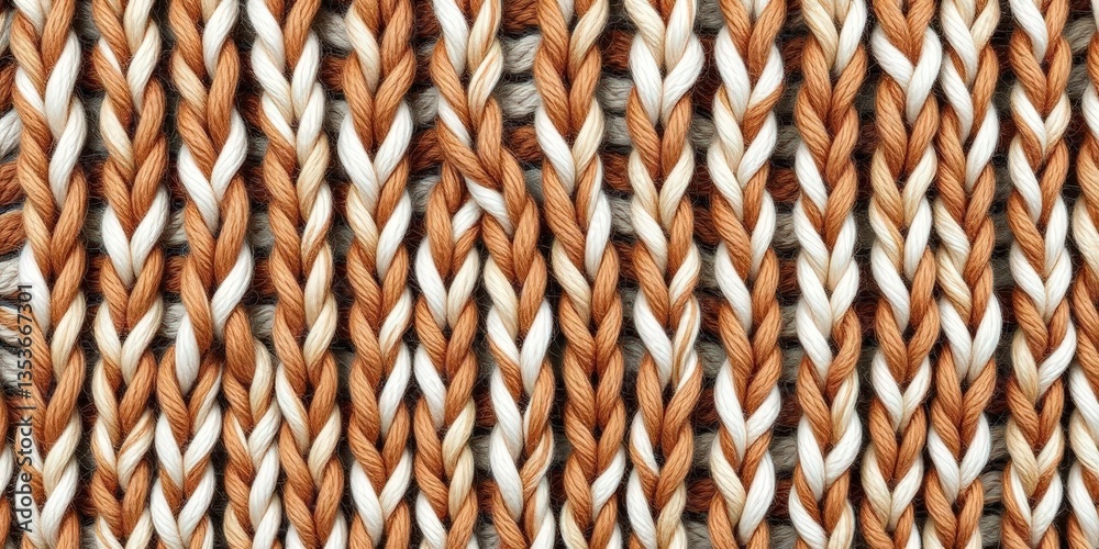 Close-up of chunky, textured brown and white knit sweater Yarn detail, knots, bumps, artisan, fashion Close-up of chunky, textured brown and white knit sweater Yarn detail, knots, bumps, artisan, fashion