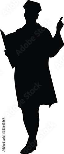 Graduated at university Silhouette high achievements. School student hat vector