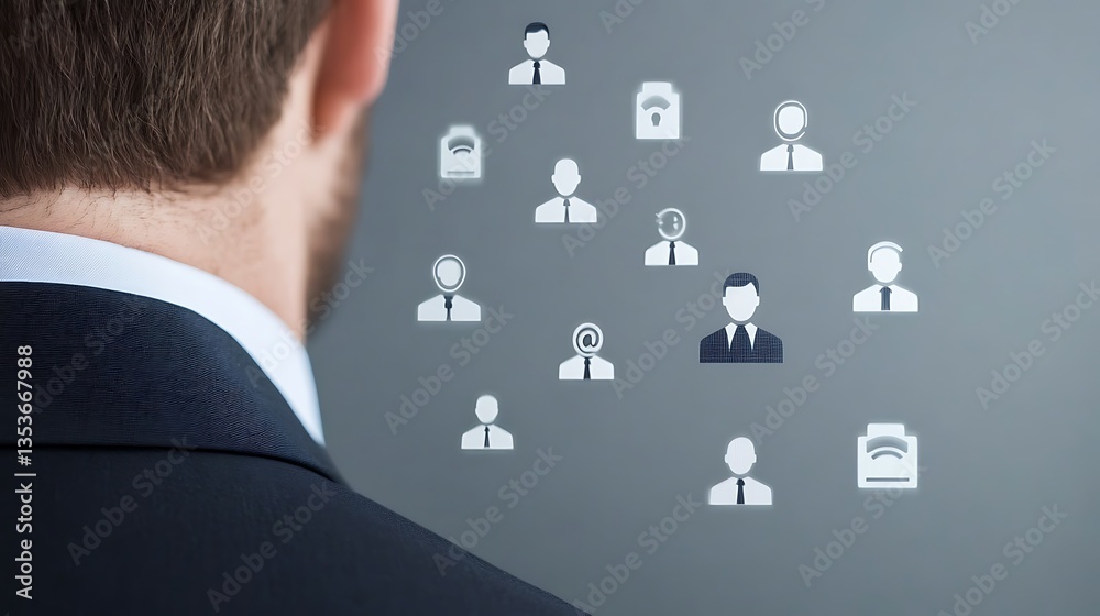 A professional analyzing data with digital connections and networks in a modern workspace A professional analyzing data with digital connections and networks in a modern workspace