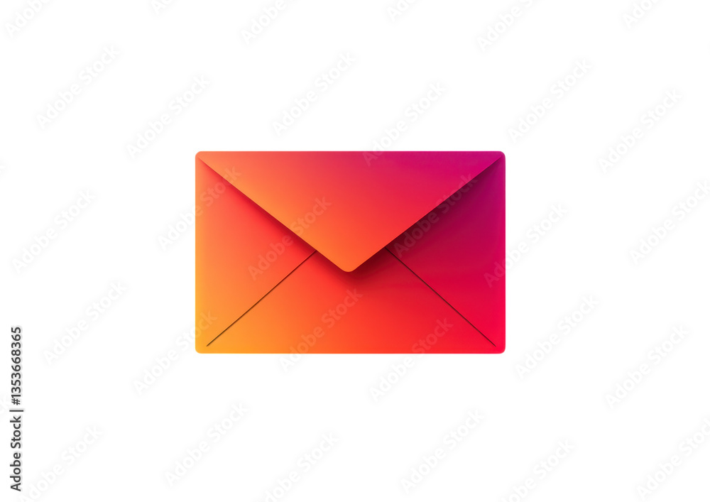 Modern Gradient Envelope in Pink and Orange Shades. Isolated on a Transparent Background Modern Gradient Envelope in Pink and Orange Shades. Isolated on a Transparent Background