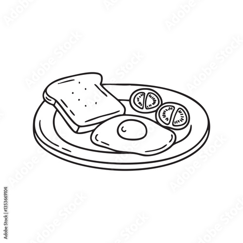 A breakfast plate with an omelet, toast, and sliced tomatoes